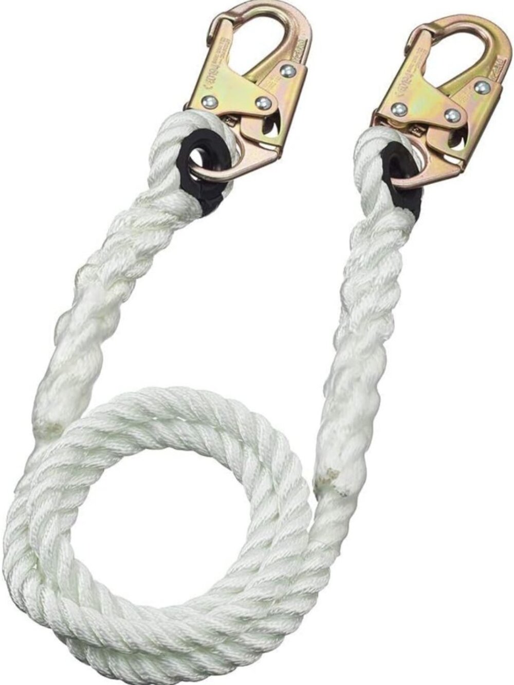 Fall Protection Restraint Lanyard with Rope & 2 Snap Hooks, 4ft Safety Gear